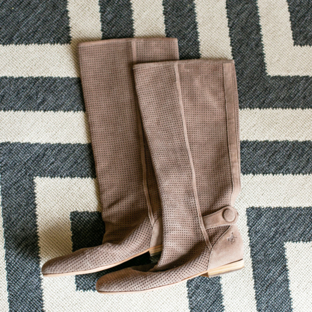 Sam Edelman Taupe Perforated Suede Boots 8